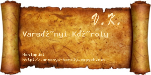 Varsányi Károly névjegykártya